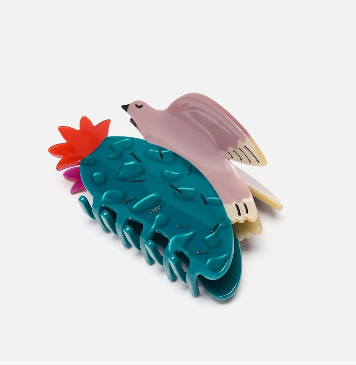 Saguaro Succulent Desert Cactus Dove Acetate Hair Claw Clip