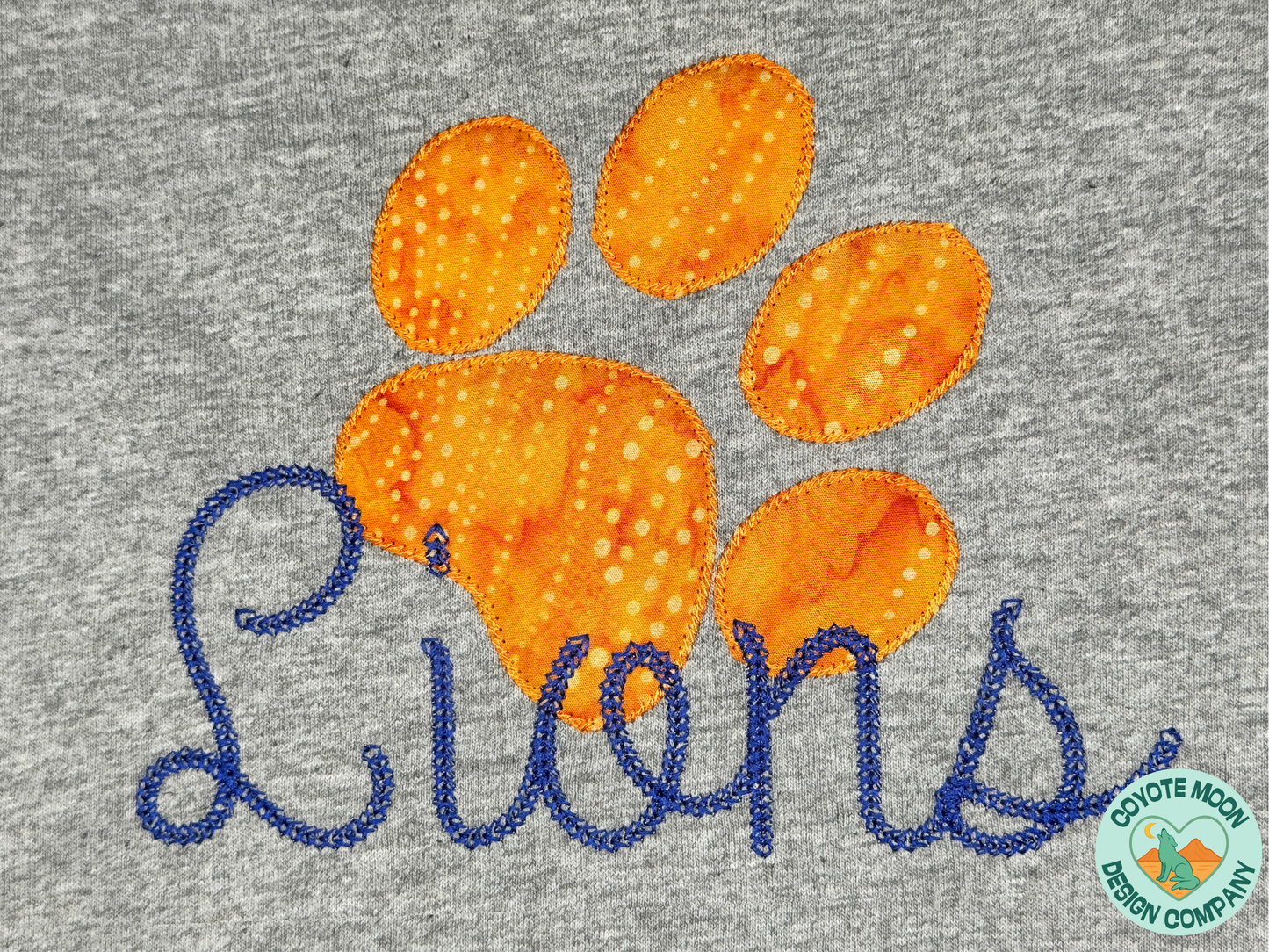 Custom Paw Print School Spirit Sweatshirt or T-Shirt with Chainstitch Mascot Name