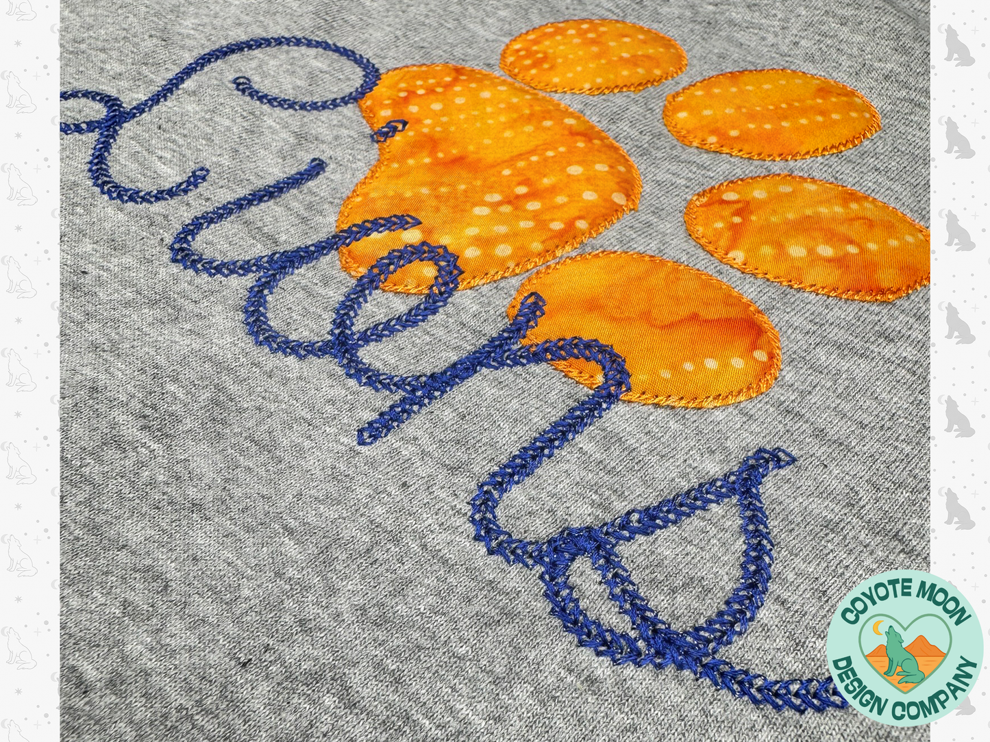 Custom Paw Print School Spirit Sweatshirt or T-Shirt with Chainstitch Mascot Name