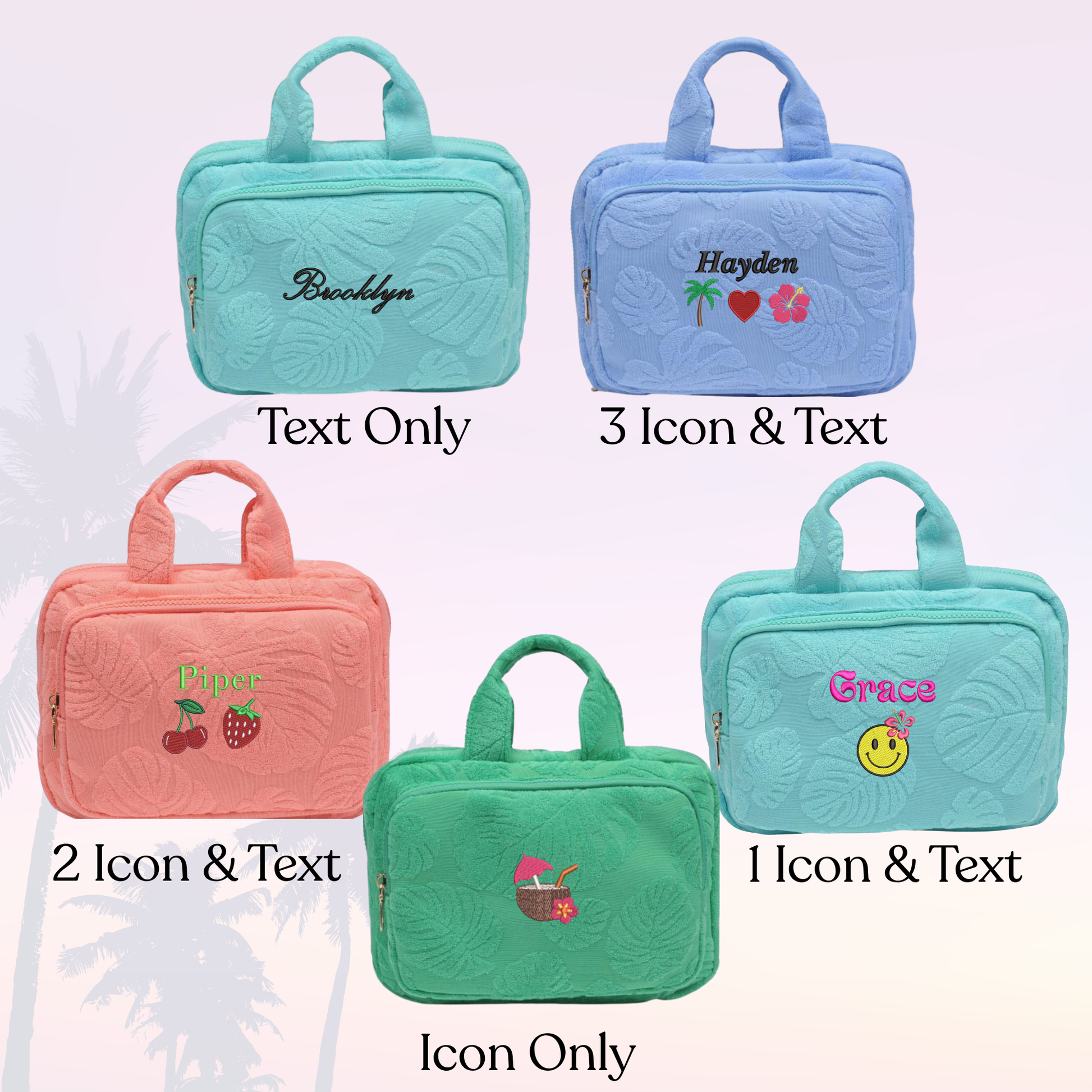 Beachside Terry Travel Case- Embroidered Toiletry Bag