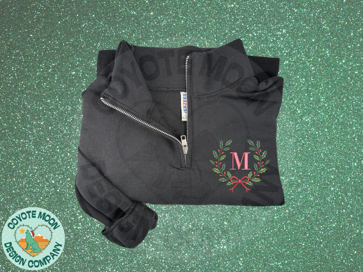 Christmas Wreath Monogram Quarter-Zip