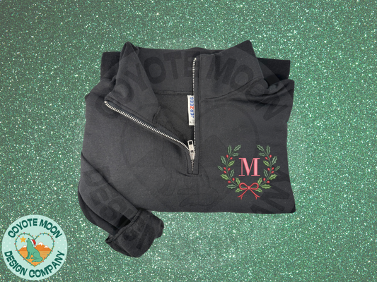 Christmas Wreath Monogram Quarter-Zip