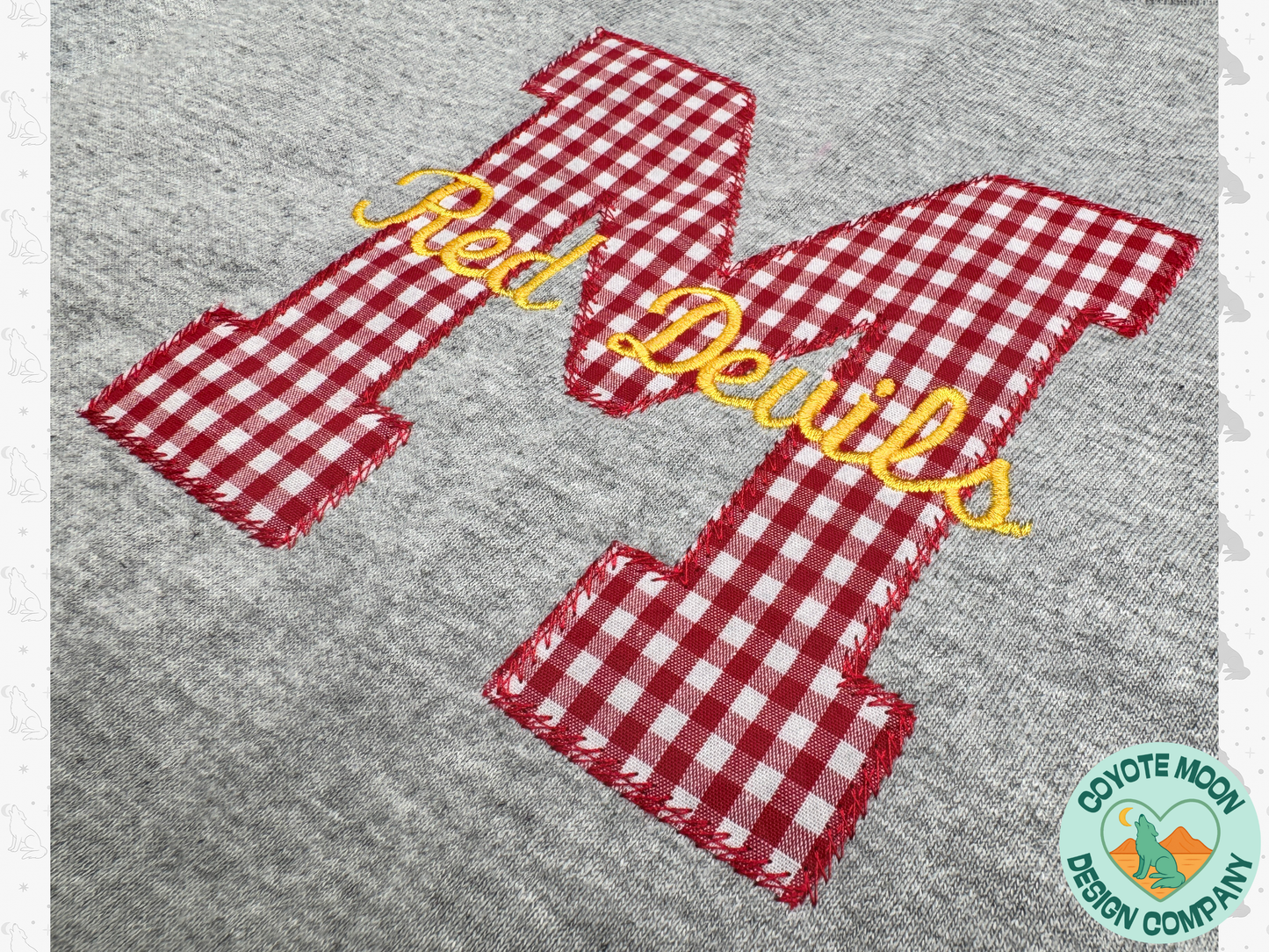 Custom Embroidered School Spirit Gingham Single Letter T Shirt or Sweatshirt