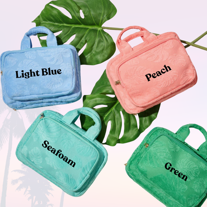Beachside Terry Travel Case- Embroidered Toiletry Bag