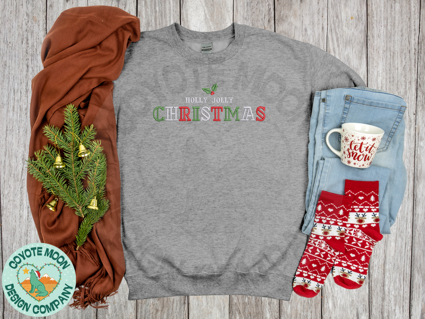 "Holly Jolly Christmas" Embroidered Sweatshirt