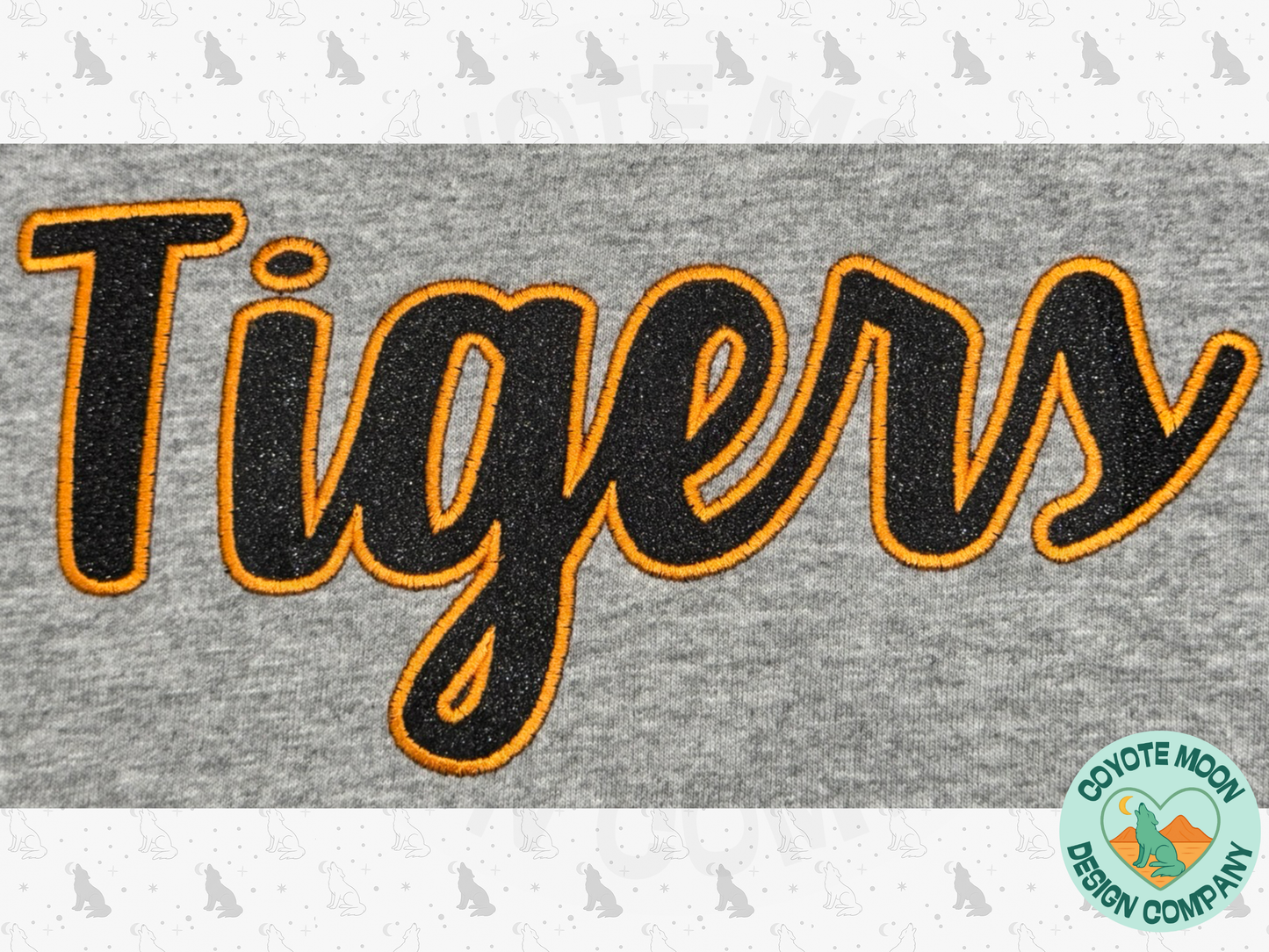 Custom Script Glitter Applique School Spirit T-Shirt or Sweatshirt