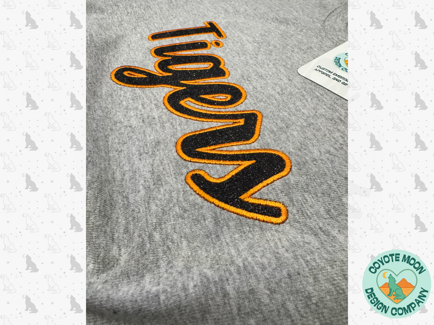 Custom Script Glitter Applique School Spirit T-Shirt or Sweatshirt