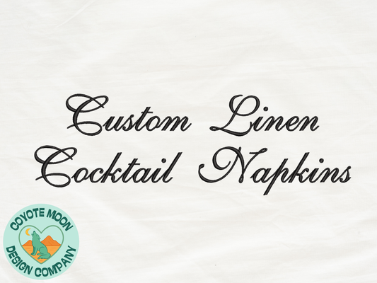 Custom Embroidered Linen Cocktail Napkins