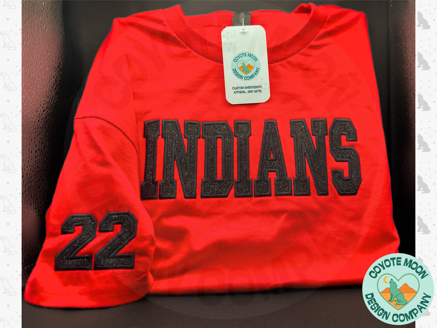 Custom Mascot School Spirit Glitter Applique Embroidered Shirt