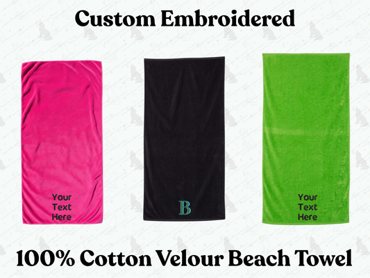 *PRE-ORDER* Custom Embroidered Velour Beach Towel