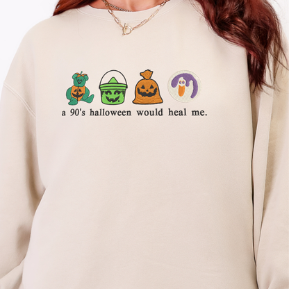 90's Nostalgic Halloween Embroidered T-Shirt, Crewneck or Hoodie