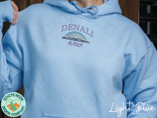 Denali Alaska Embroidered Sweatshirt | National Park Crewneck, Vintage Mountain Hoodie, Adventure Apparel