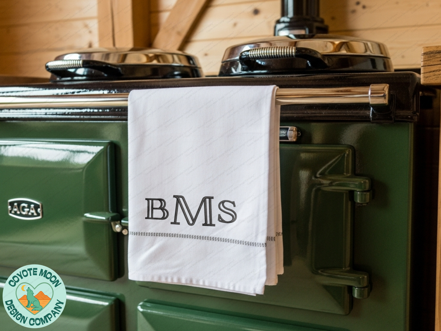 Custom Embroidered Linen Hemstitched Tea Towel