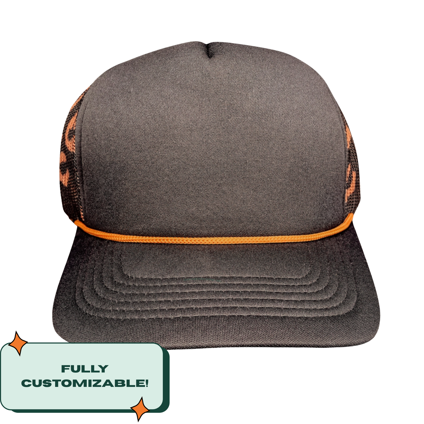 Custom Brown and Peach Cheetah Magnetic Ponytail Trucker Hat