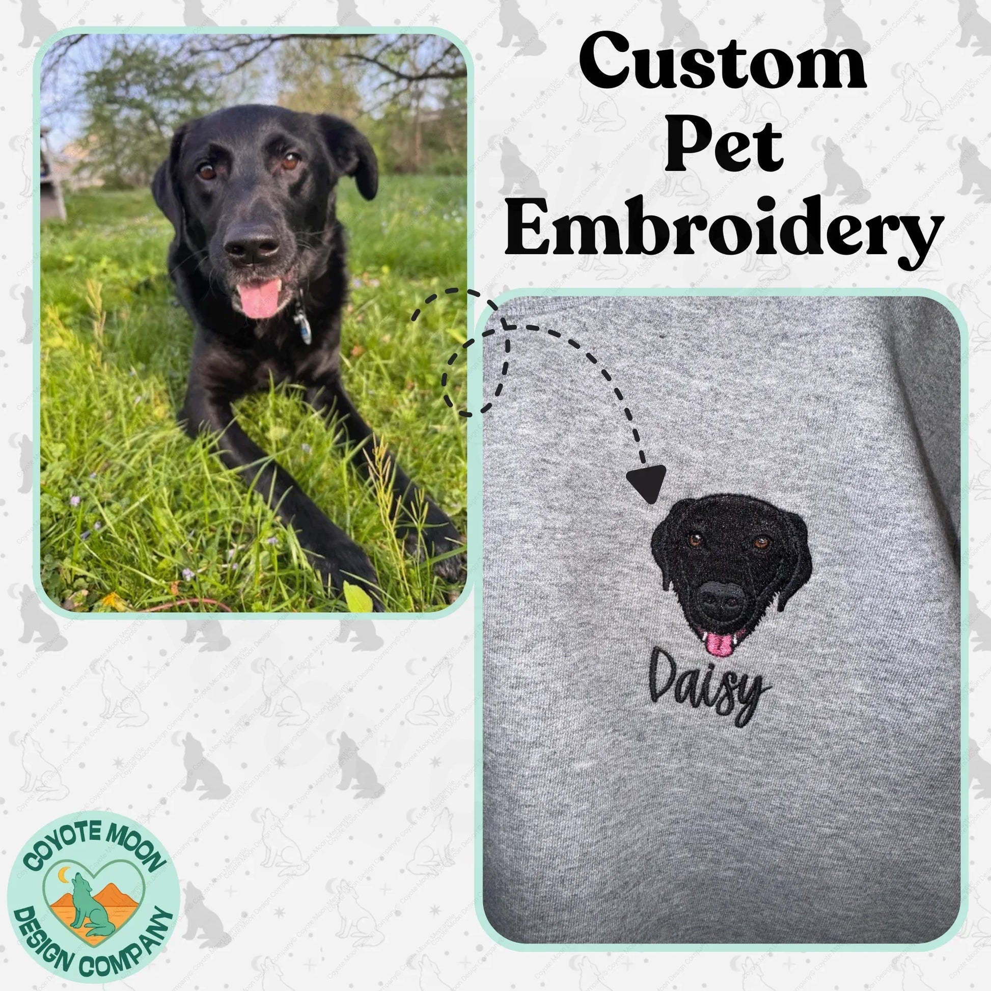 Custom Pet Portrait Sweatshirt or Quarter Zip - Coyote Moon Design Company