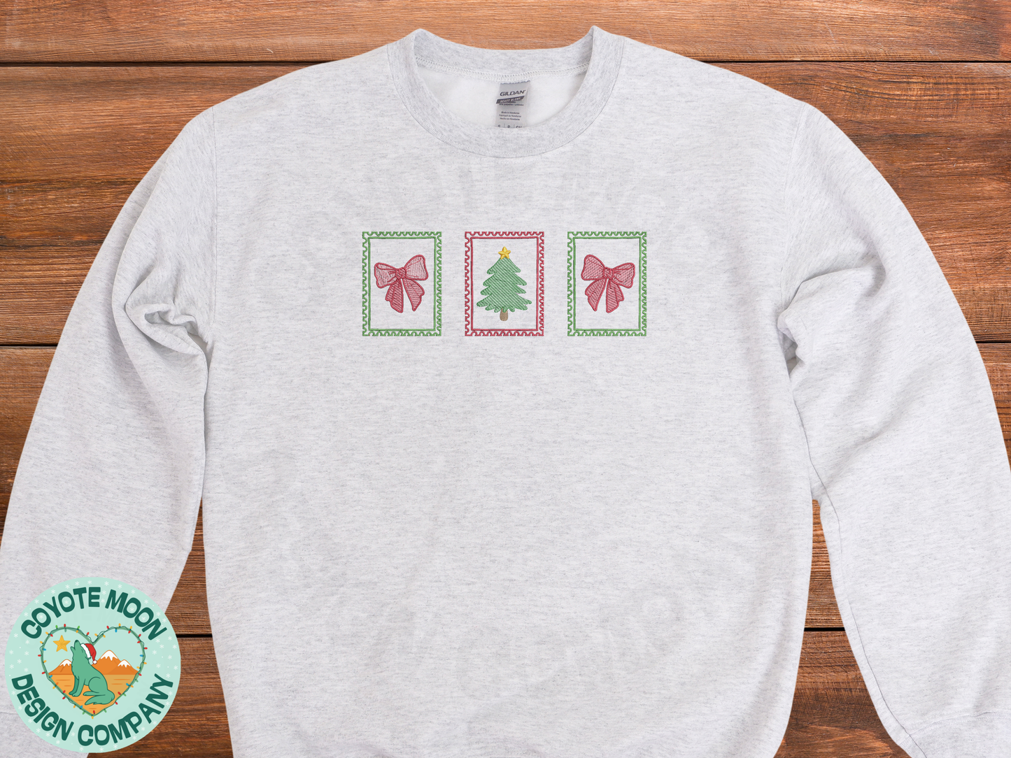 Christmas Stamps Embroidered Sweatshirt