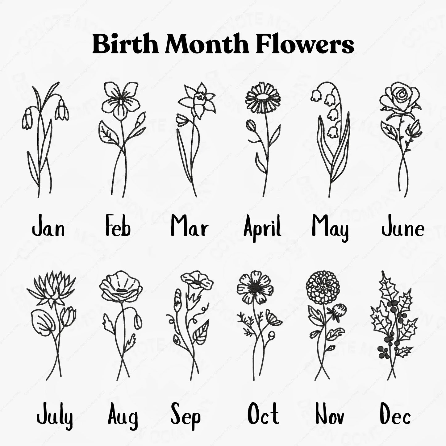 Birth Month Flowers Customizable Shirt - Coyote Moon Design Company