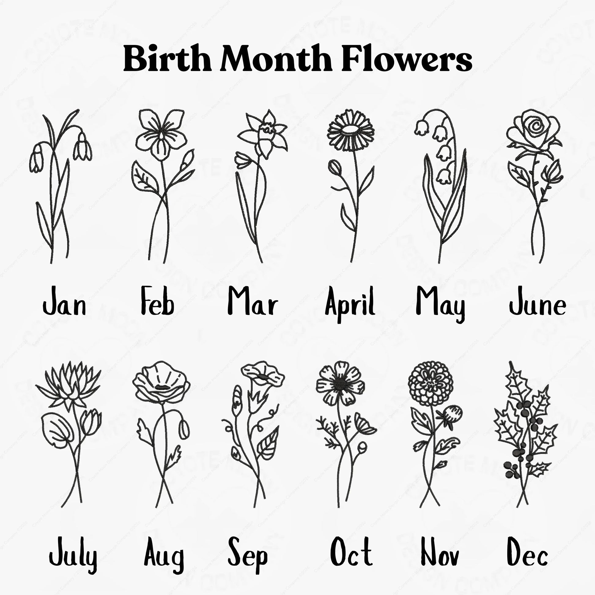 Birth Month Flowers Customizable Shirt - Coyote Moon Design Company