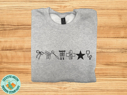 Orthopedic Icons Embroidered Sweatshirt - Coyote Moon Design Company