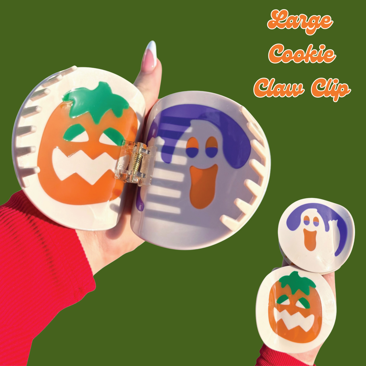 Halloween Sugar Cookie Hair Claw Clip- Large