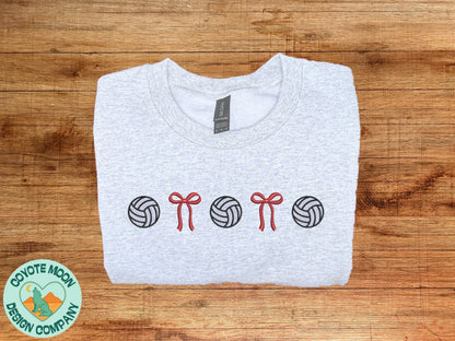 Volleyball & Bows Embroidered Sweatshirt - Coyote Moon Design Company