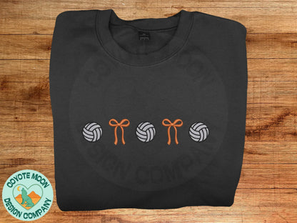 Volleyball & Bows Embroidered Sweatshirt - Coyote Moon Design Company