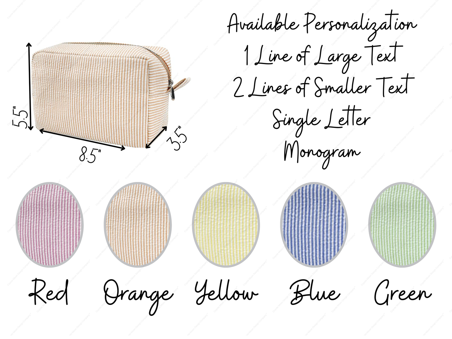 Custom Embroidered Seersucker Cosmetic Bag