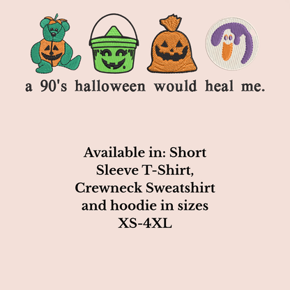 90's Nostalgic Halloween Embroidered T-Shirt, Crewneck or Hoodie