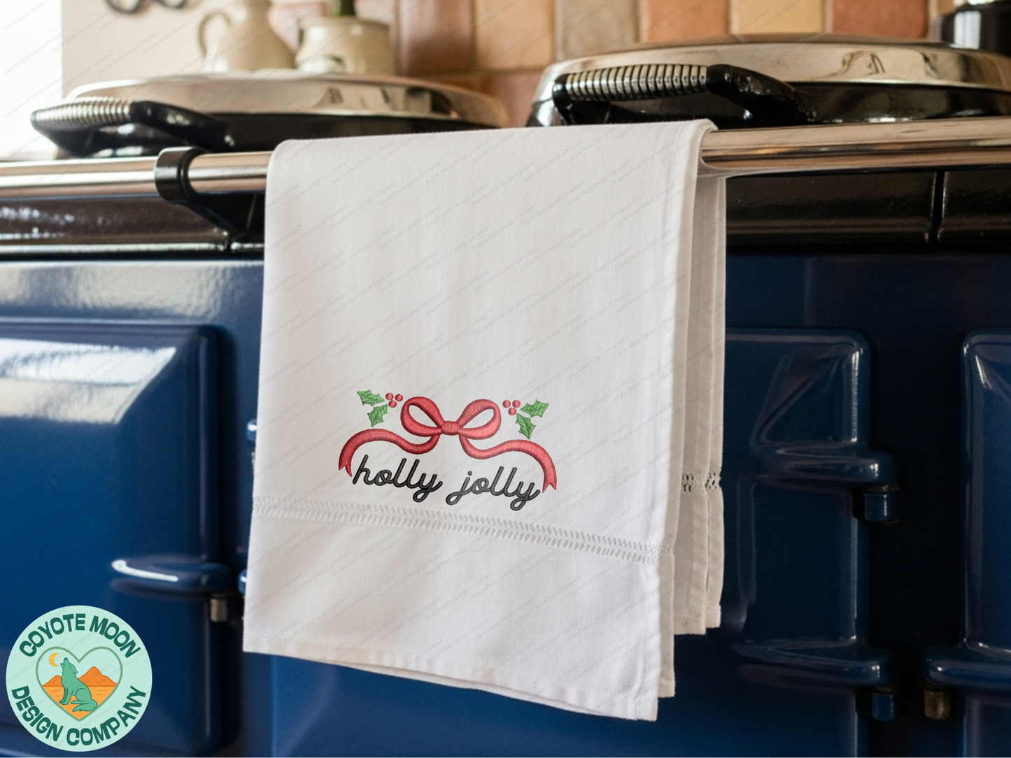 Custom Embroidered Linen Hemstitched Tea Towel