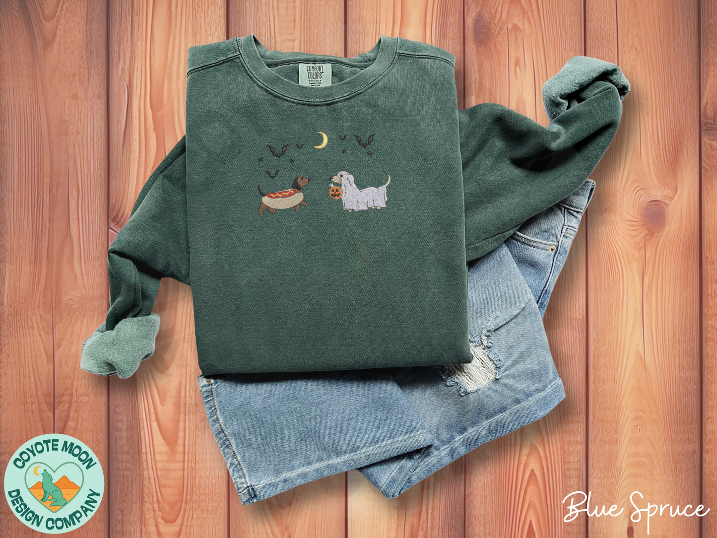 Trick or Treat Pups Embroidered Halloween Shirt| Spooky Wiener Dog Apparel
