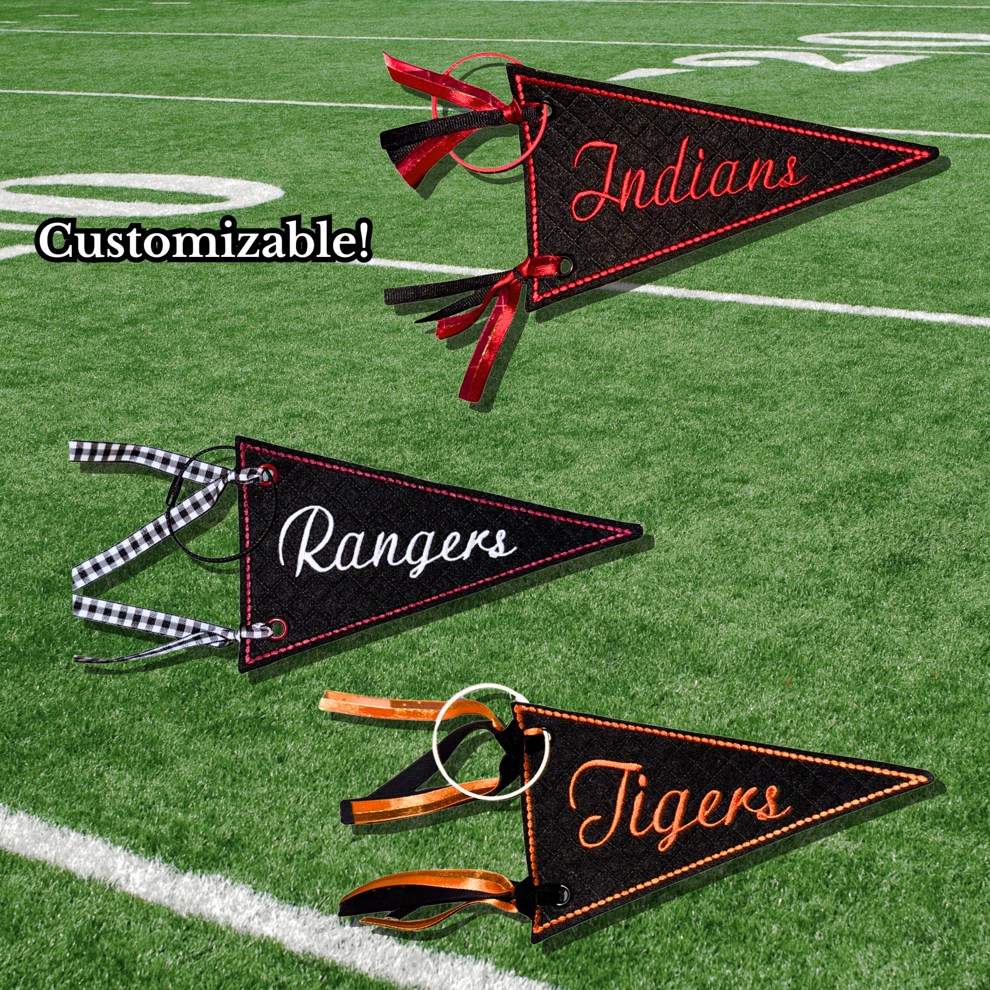 Custom Embroidered Felt Pennant Bag Charm