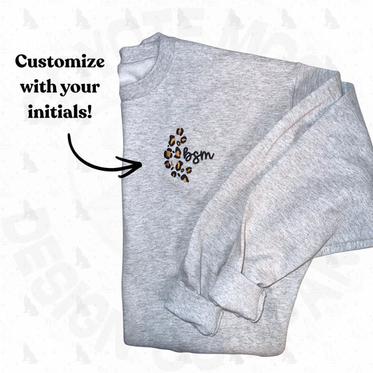 Cheetah Print Sweatshirt with Custom Initials - Coyote Moon Design Company