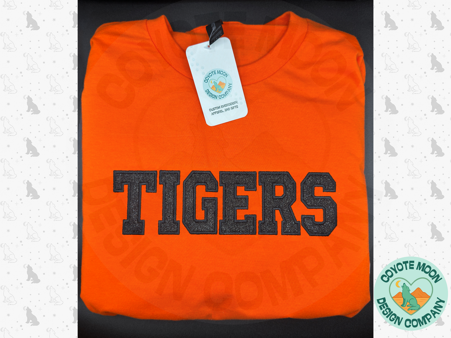 Custom Mascot School Spirit Glitter Applique Embroidered Shirt