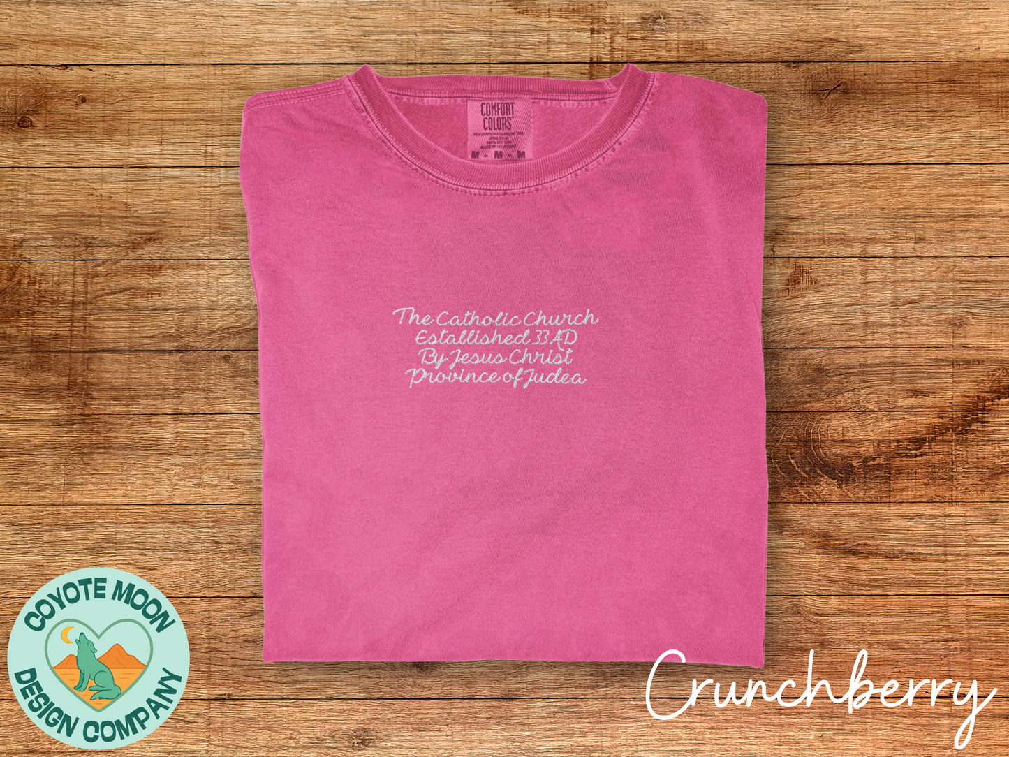 Catholic Church Established 33 AD Shirt | Embroidered Christian History Tee | Comfort Colors T-Shirt