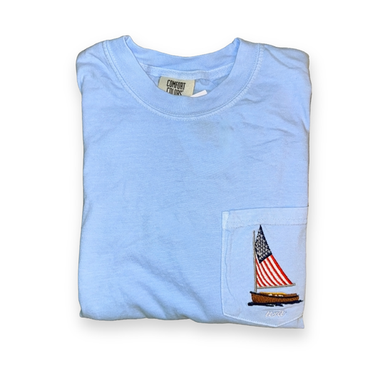 American Flag Sailboat Pocket Tee – Comfort Colors