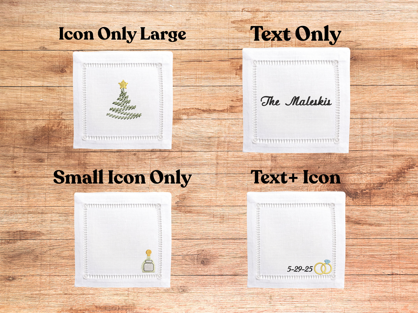 Custom Embroidered Linen Cocktail Napkins