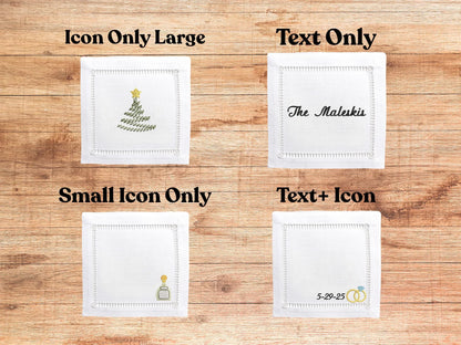 Custom Embroidered Linen Cocktail Napkins - Coyote Moon Design Company