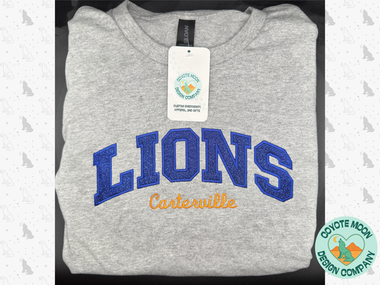 Custom Embroidered Spirit Wear | Glitter Appliqué Crewneck or T-Shirt