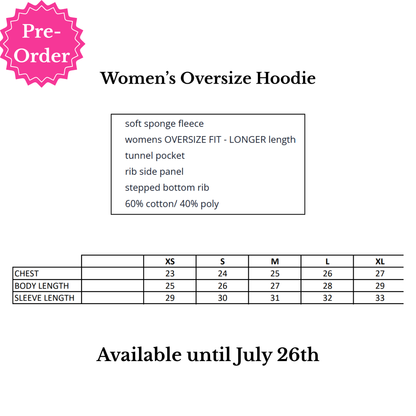 Women's oversized embroidered hoodie by Coyote Moon Design Company, featuring colorful embroidery on soft sweatshirt fabric.