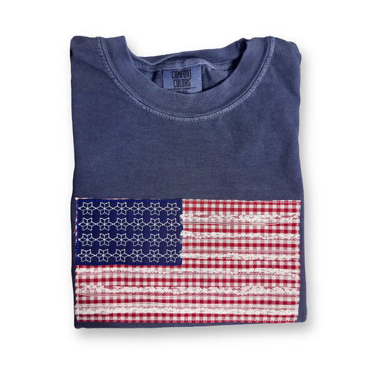 American Flag Appliqué T-Shirt – Comfort Colors