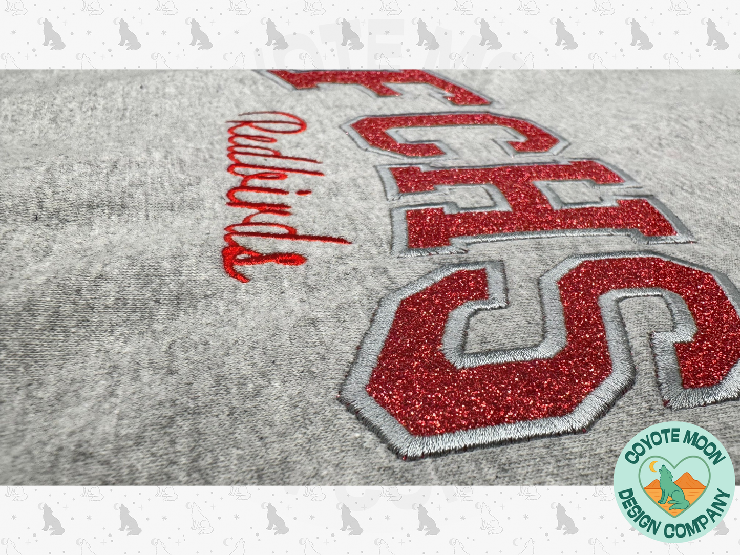 Custom Embroidered Spirit Wear | Glitter Appliqué Crewneck or T-Shirt