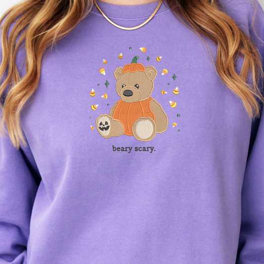 Beary Scary Embroidered Comfort Colors OR Gildan Sweatshirt