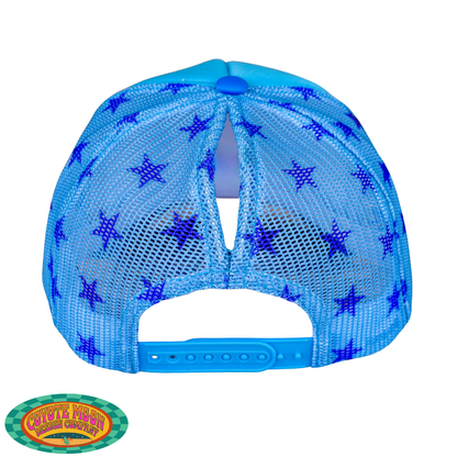 Embroidered Patriotic Stars & Stripes Magnetic Ponytail Trucker Hat