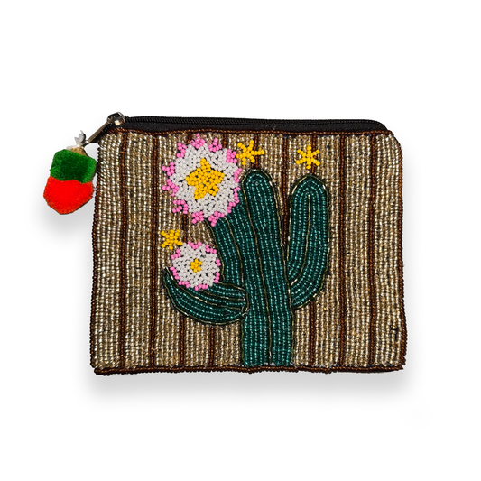 Cactus Beaded Pouch