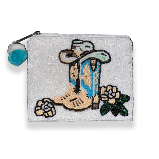 Cowboy Boots & Hat Beaded Pouch