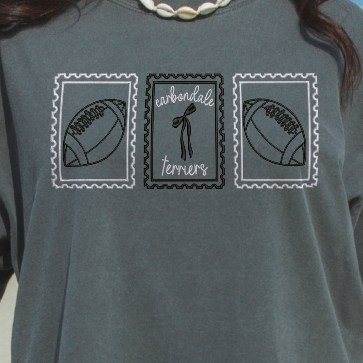 Custom Embroidered Football Stamps T-Shirt