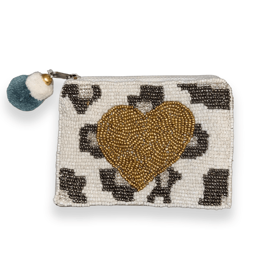 Cheetah Print Beaded Pouch
