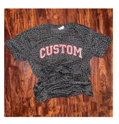 Glitter and Embroidered Black Leopard T-Shirt- Custom - Coyote Moon Design Company