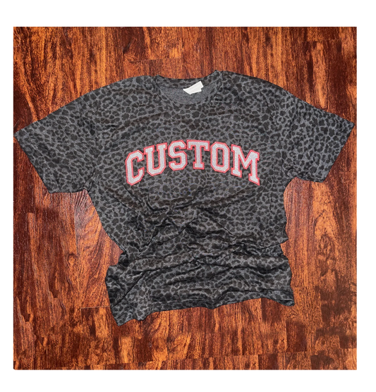Glitter and Embroidered Black Leopard T-Shirt- Custom - Coyote Moon Design Company
