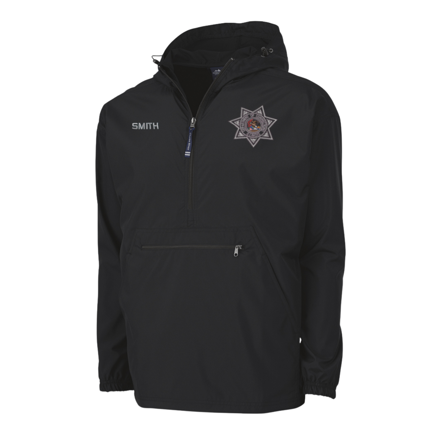 IDOC Embroidered Half-Zip Hooded Windbreaker